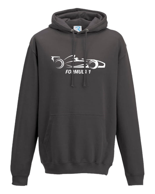 F1 Distressed Car Graphic fleece  grey Hoodie GLT Racegear