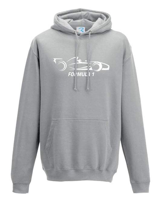 F1 Distressed Car Graphic fleece silver Hoodie GLT Racegear
