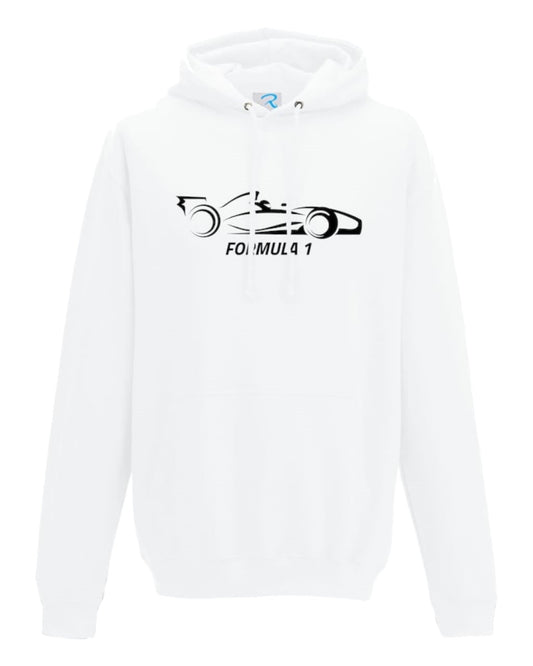 F1 Distressed Car Graphic fleece white  Hoodie GLT Racegear