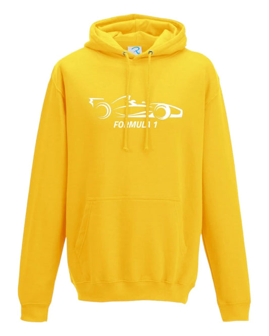 F1 Distressed Car Graphic fleece yellow Hoodie GLT Racegear